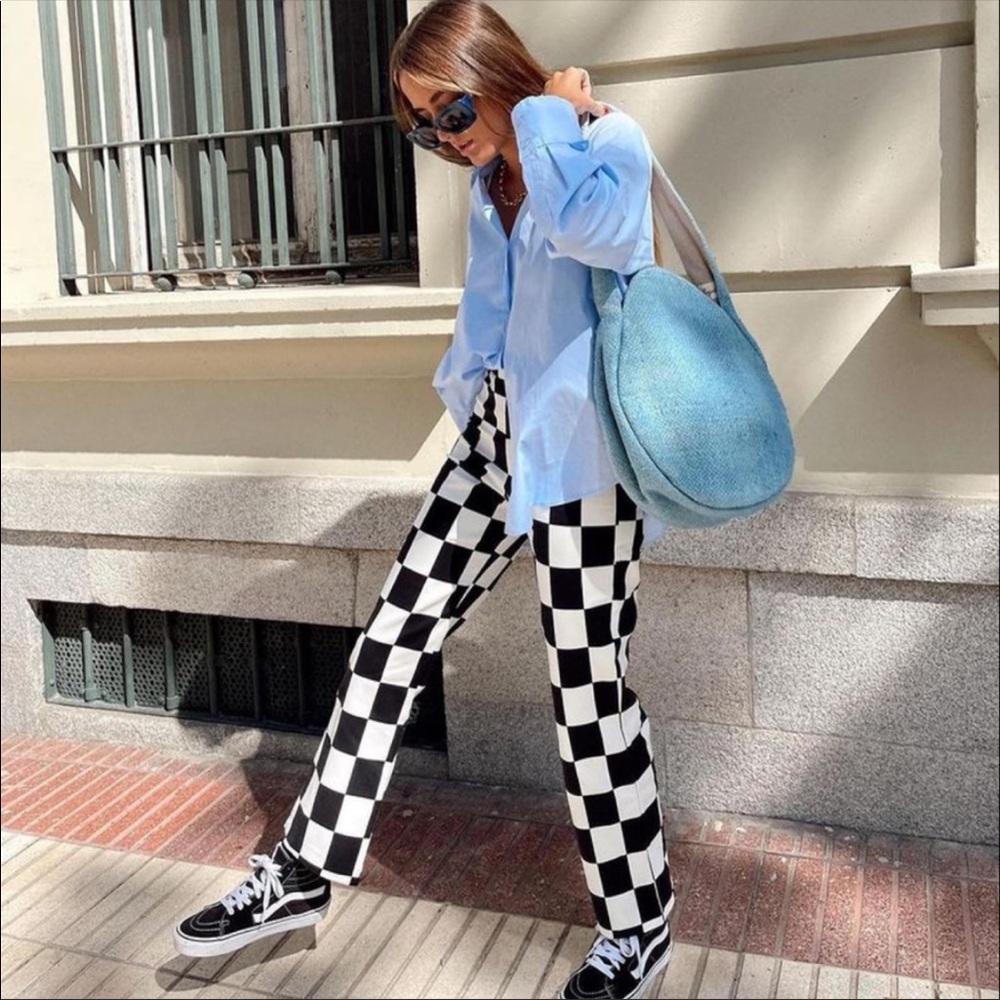 Zara Checkerboard Print Pants NWT - Picture 8 of 17